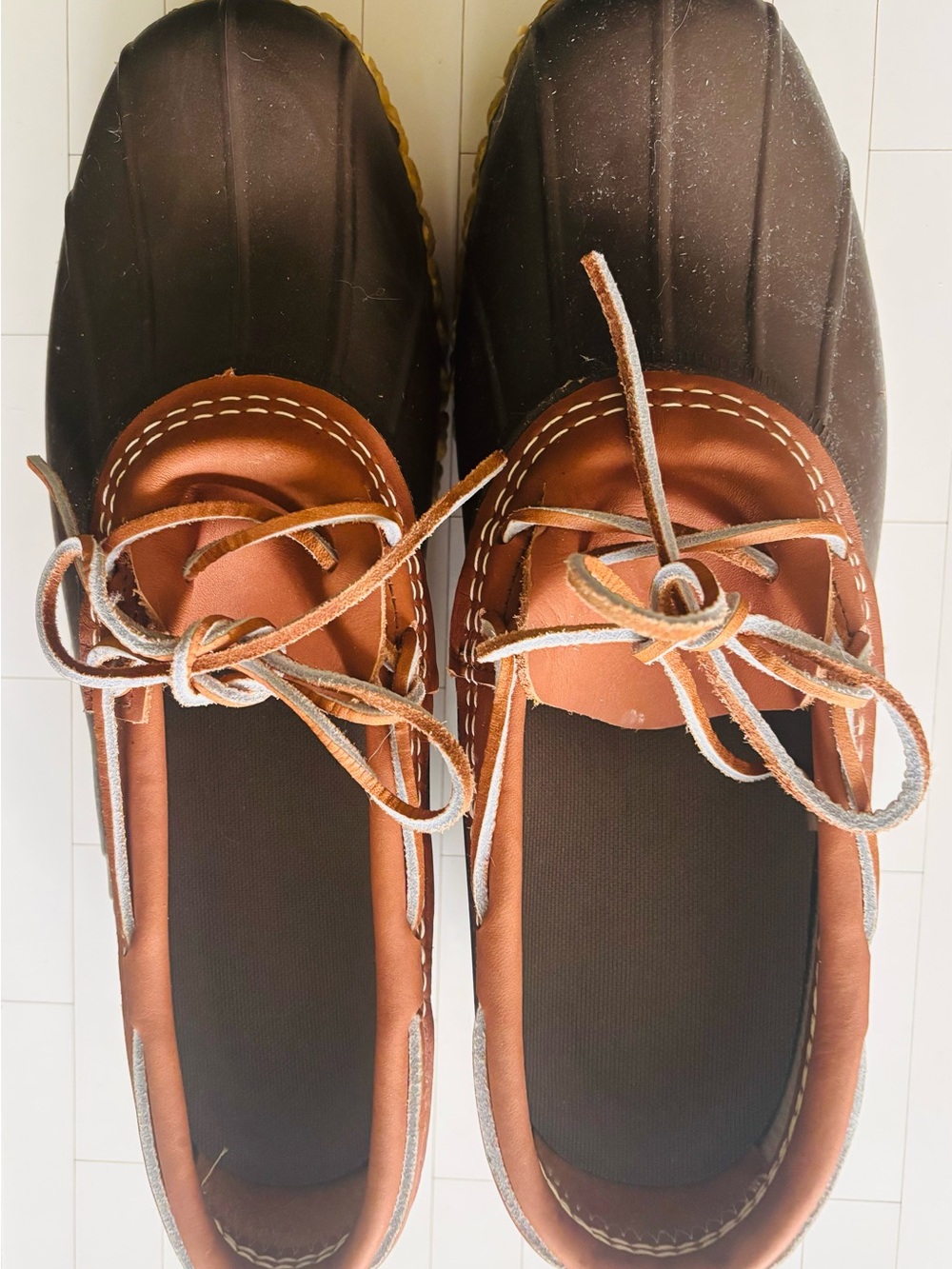 L.L. Bean Brown and Dark Brown Men's Duck-Style Boat Shoes